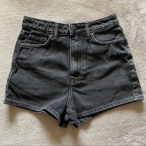 Black Vintage Wash Denim Shorts